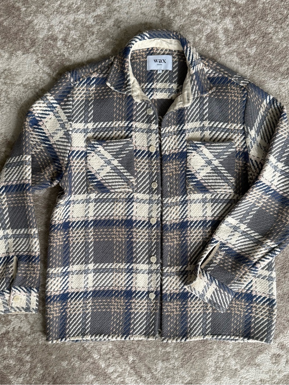 Wax London Plaid Wool Blend Shacket Overshirt Jacket Size M